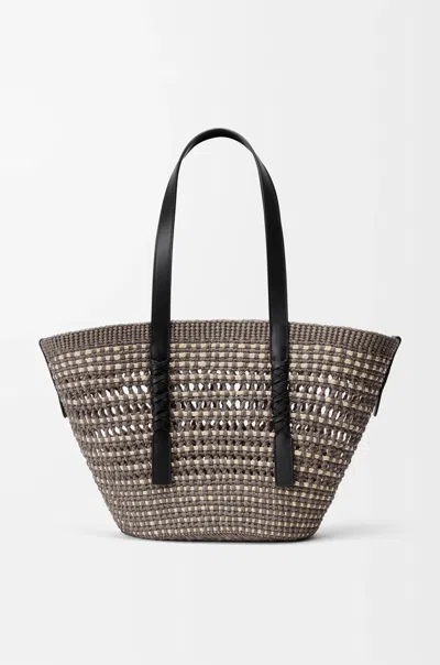 Loewe Braid Medium Woven Handbag In Brown