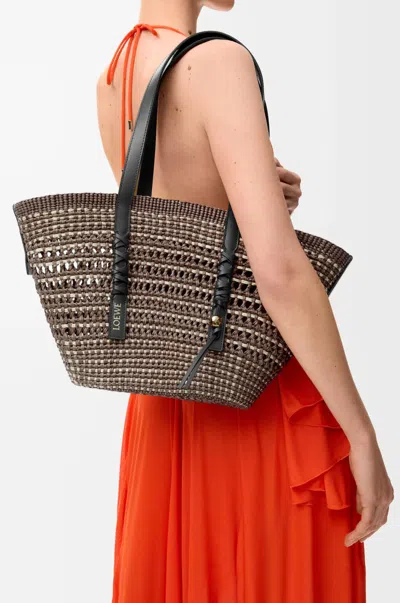 Loewe Braid Medium Woven Handbag In Brown