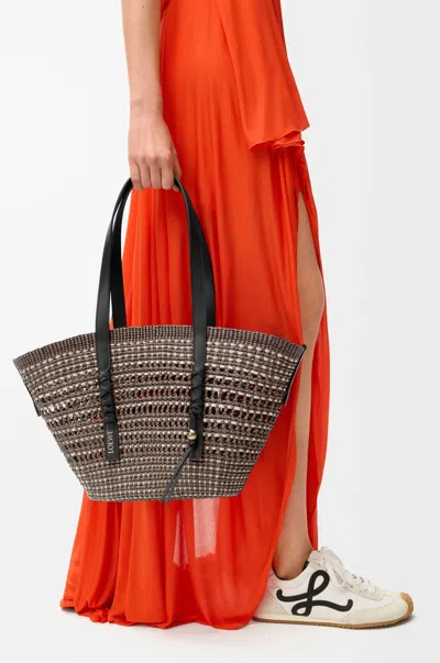 Loewe Braid Medium Woven Handbag In Brown