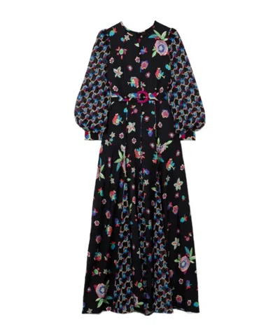 Diane Von Furstenberg Elliot Belted Printed Lenzing Ecovero-blend Satin And Chiffon Maxi Dress In Black