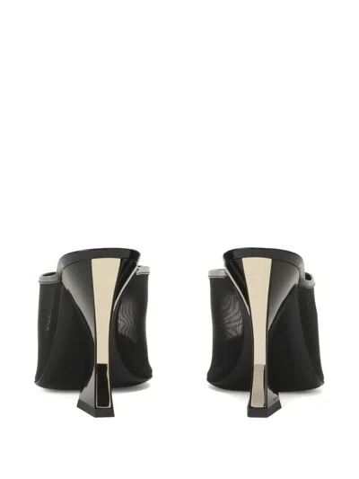 Lanvin Mesh Mule Pumps Pointed Toe Geometric Heel In Black