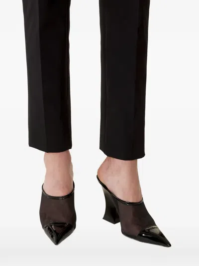 Lanvin Mesh Mule Pumps Pointed Toe Geometric Heel In Black