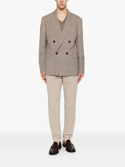 Lardini Double-breasted Check-pattern Blazer In Brown