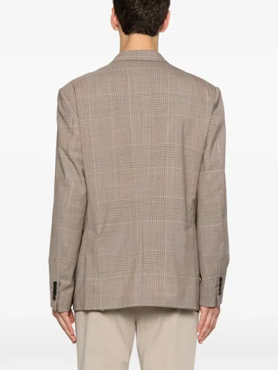 Lardini Double-breasted Check-pattern Blazer In Brown