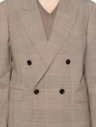 Lardini Double-breasted Check-pattern Blazer In Brown