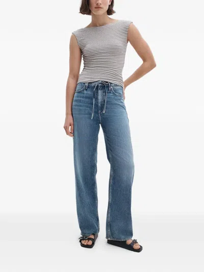 Rag & Bone Luca Stripe Rib Open Back Tee In White
