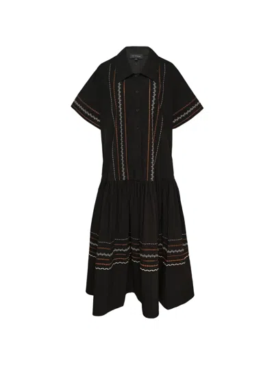 Lee Mathews Broderie-anglaise Drop-waist Dress In Black