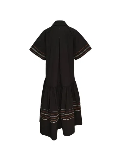 Lee Mathews Broderie-anglaise Drop-waist Dress In Black