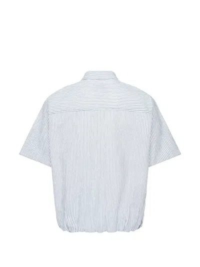 Solid Homme Stripe-pattern Gathered-hem Shirt In White