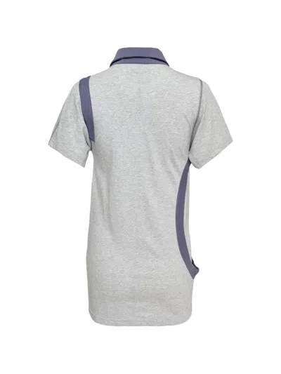 Open Yy Curved Button Panel Tee In Gray