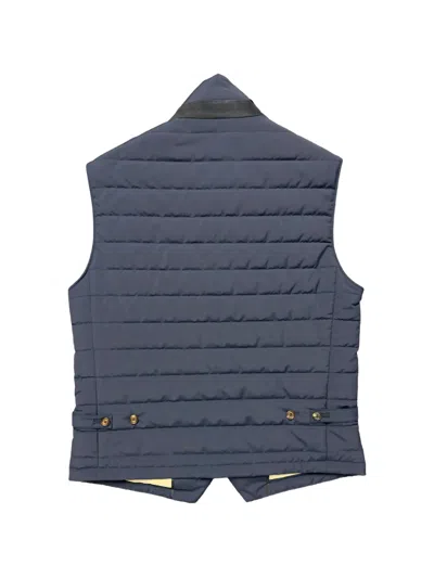 Eleventy Quilted Button-front Vest In Blue