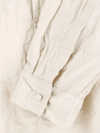 Daniela Gregis Buttoned Cuff Crinkled Long Sleeve Jacket In Brown