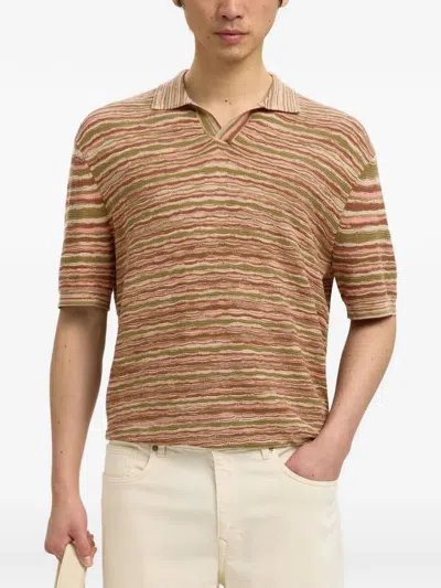 Selected Muse Horizontal-stripe Polo Shirt In Multi