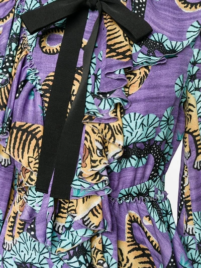 Shop Gucci Bengal Tiger Print Dress In Pink&purple