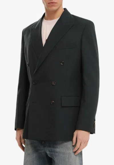 1989 Studio Double Breasted Blazer Featuring Button Detailing In Green