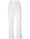 Jil Sander Cropped Tailored Trousers In White