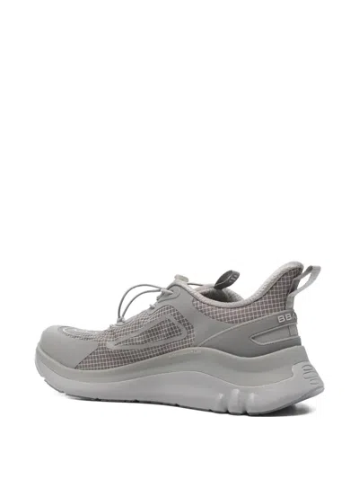 Bback Grid-pattern Toggle-fastening Sneakers In Gray