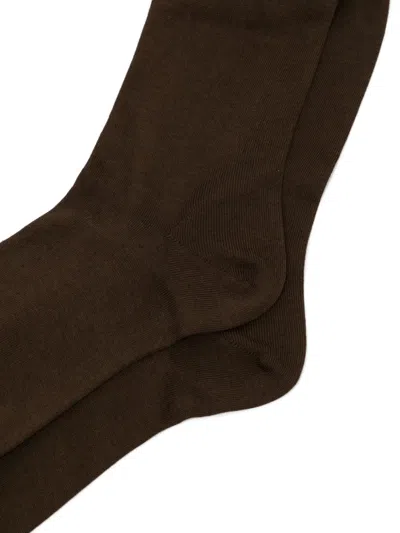Zegna Smooth Socks In Brown