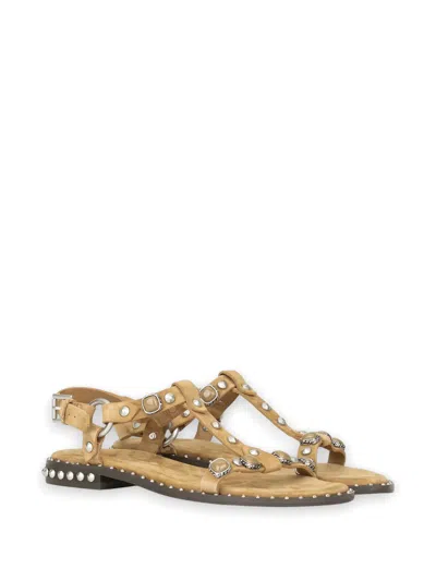 Ash Stud-embellished Leather Sandals In Neutral