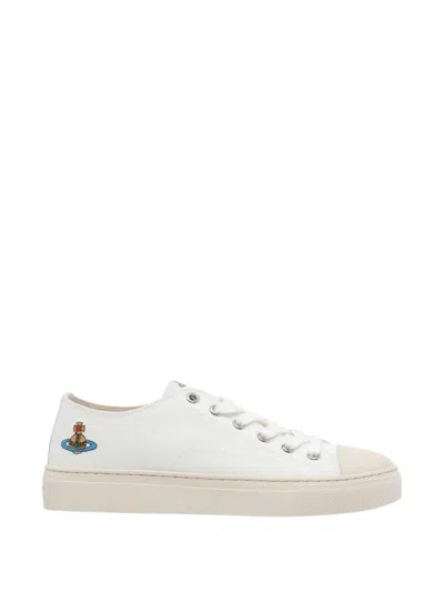 Vivienne Westwood Canvas Low-top Logo Rubber Sneakers In White