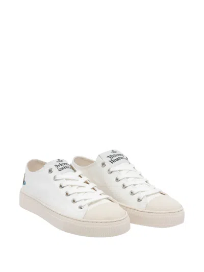 Vivienne Westwood Canvas Low-top Logo Rubber Sneakers In White