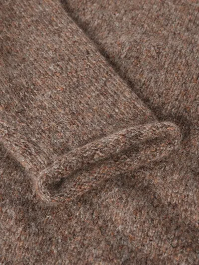 Johnstons Of Elgin Crew Neck Rolled Trims Sweater In Brown