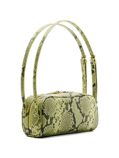 Patrizia Pepe Python-print Leather Shoulder Bag In Green