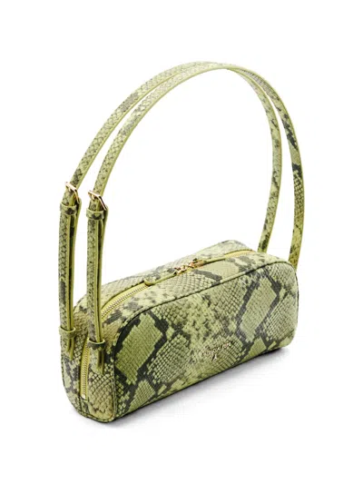 Patrizia Pepe Python-print Leather Shoulder Bag In Green