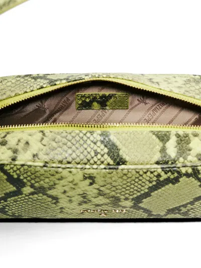 Patrizia Pepe Python-print Leather Shoulder Bag In Green