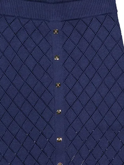 Hevron Diamond-pattern Button-detail Skirt In Blue
