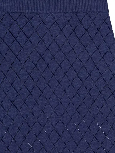 Hevron Diamond-pattern Button-detail Skirt In Blue