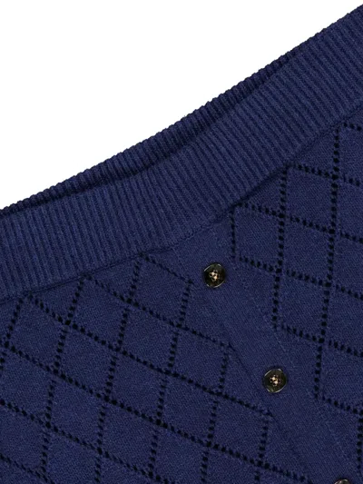 Hevron Diamond-pattern Button-detail Skirt In Blue
