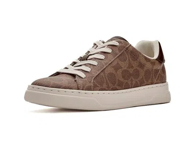 Coach High Line Sneaker In Signature Canvas In Brown Khaki