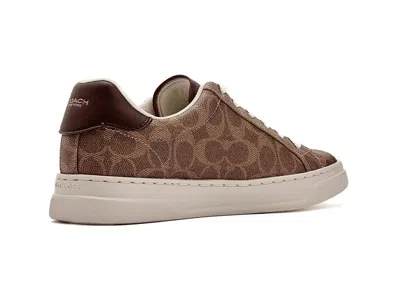 Coach High Line Sneaker In Signature Canvas In Brown Khaki