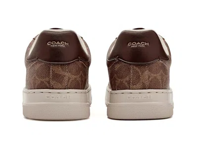 Coach High Line Sneaker In Signature Canvas In Brown Khaki