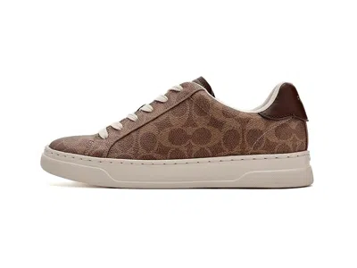Coach High Line Sneaker In Signature Canvas In Brown Khaki