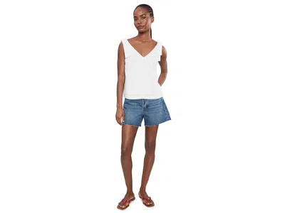 Cece Bow Strap Linen-blend Tank In White