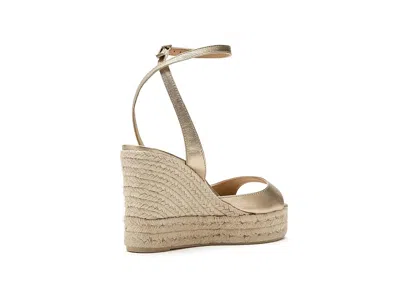 Castaã±er Ankle Strap Wedge Espadrilles In Gold