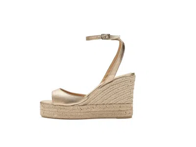 Castaã±er Ankle Strap Wedge Espadrilles In Gold