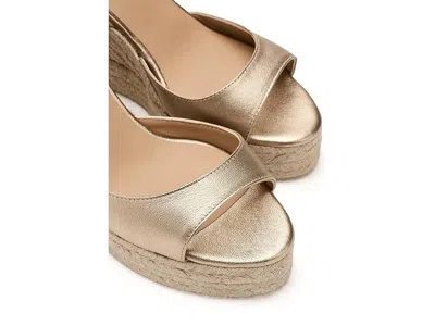 Castaã±er Ankle Strap Wedge Espadrilles In Gold