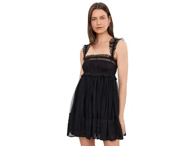 Allsaints Polyester Angela Gathered Frill Mini Dress In Black