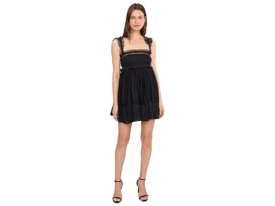 Allsaints Polyester Angela Gathered Frill Mini Dress In Black