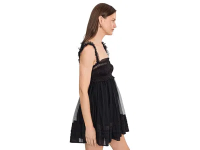 Allsaints Polyester Angela Gathered Frill Mini Dress In Black