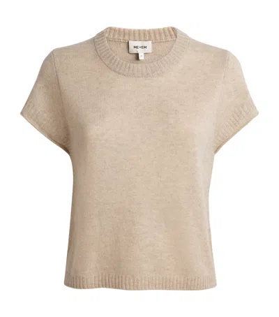 Me+em Cashmere Shrunken Knit Baby Tee Oatmeal In Neutral