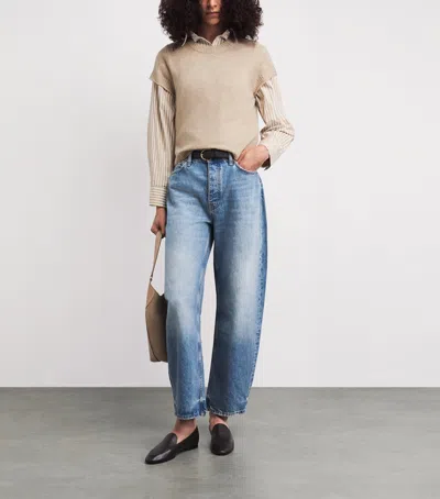 Me+em Cashmere Shrunken Knit Baby Tee Oatmeal In Neutral