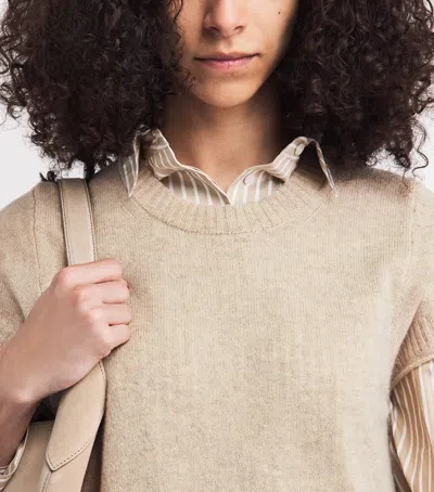 Me+em Cashmere Shrunken Knit Baby Tee Oatmeal In Neutral