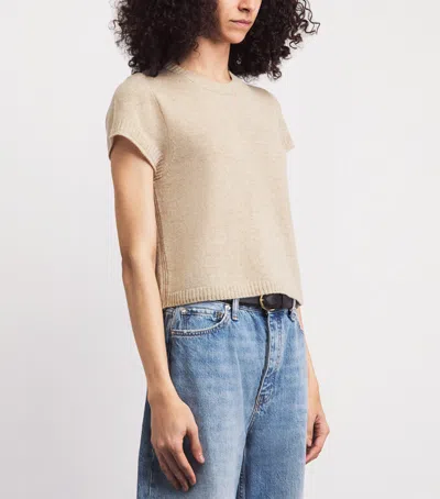 Me+em Cashmere Shrunken Knit Baby Tee Oatmeal In Neutral