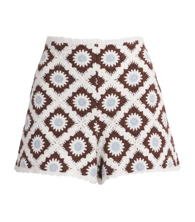 Maje Floral Patterned Crocheted Shorts In Multi