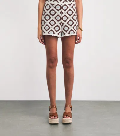 Maje Floral Patterned Crocheted Shorts In Multi