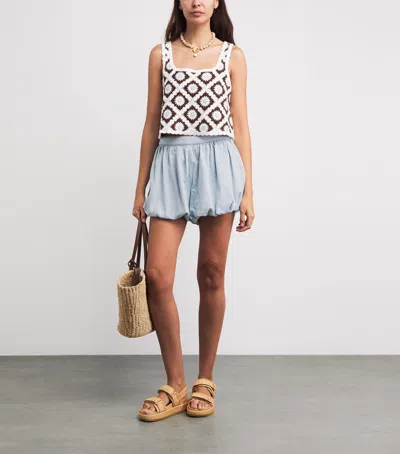 Maje Chambray Bubble-hem Skort In Blue